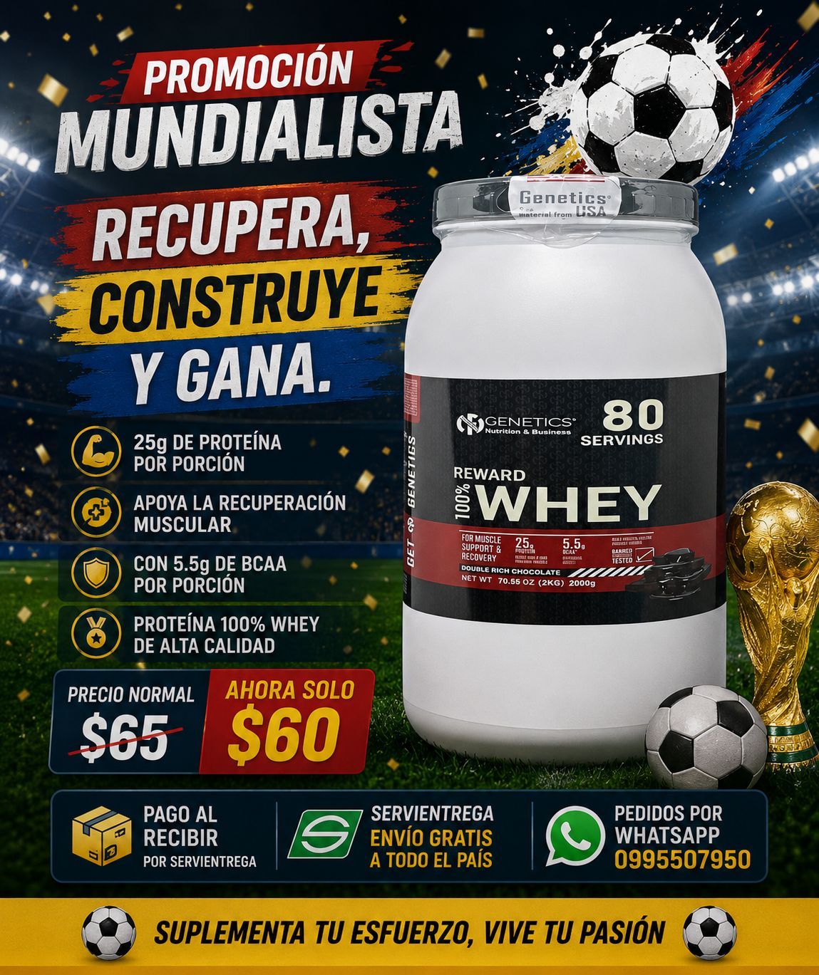 PROTEÍNA 100% WHEY CHOCOLATE 4.4 lb